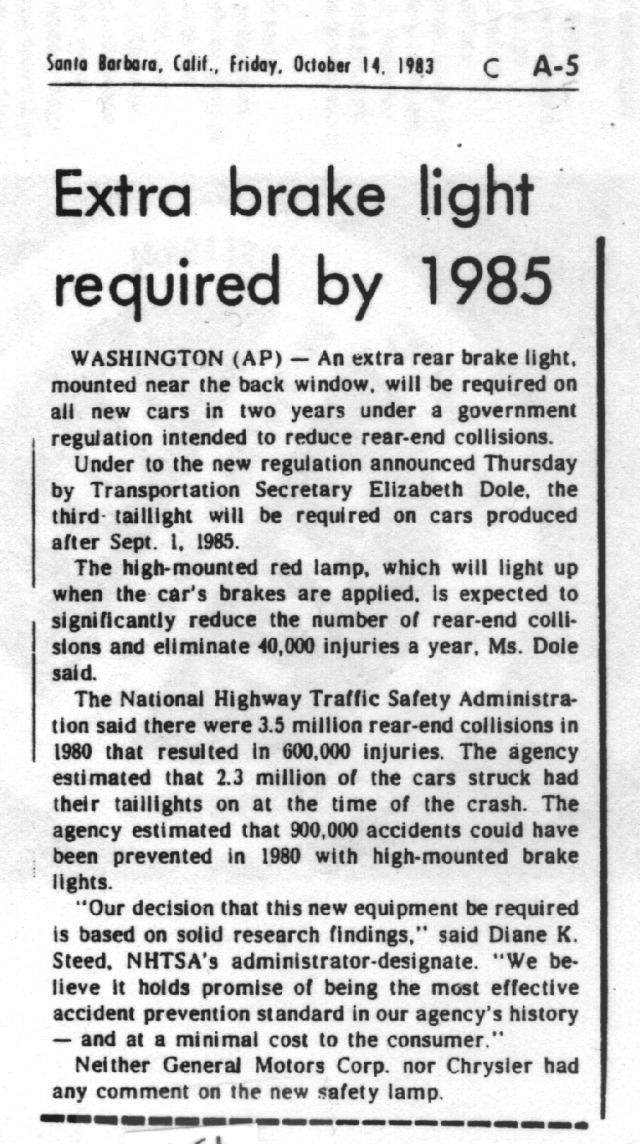 BrakeLite Oct83 newspress